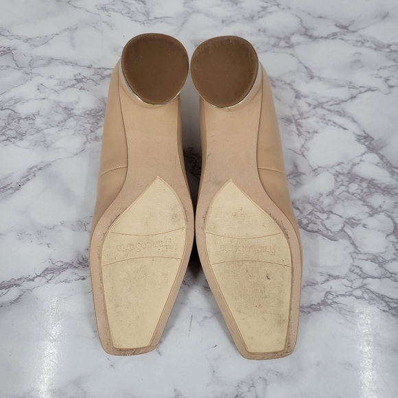 Franco Sarto Womens Pisa Leather Square Toe Pumps Nude Beige Heels - Picture 9 of 12